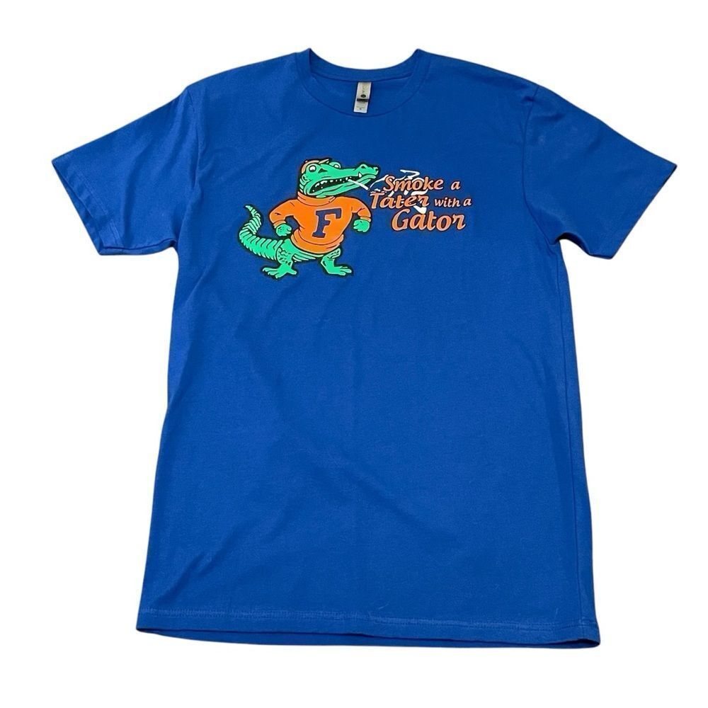 Next Level Apparel Men’s Smoke A Tater With A Gator Graphic T-Shirt Blue Medium